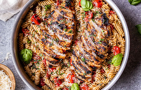 Roast Chicken, Tomato & Basil Pasta